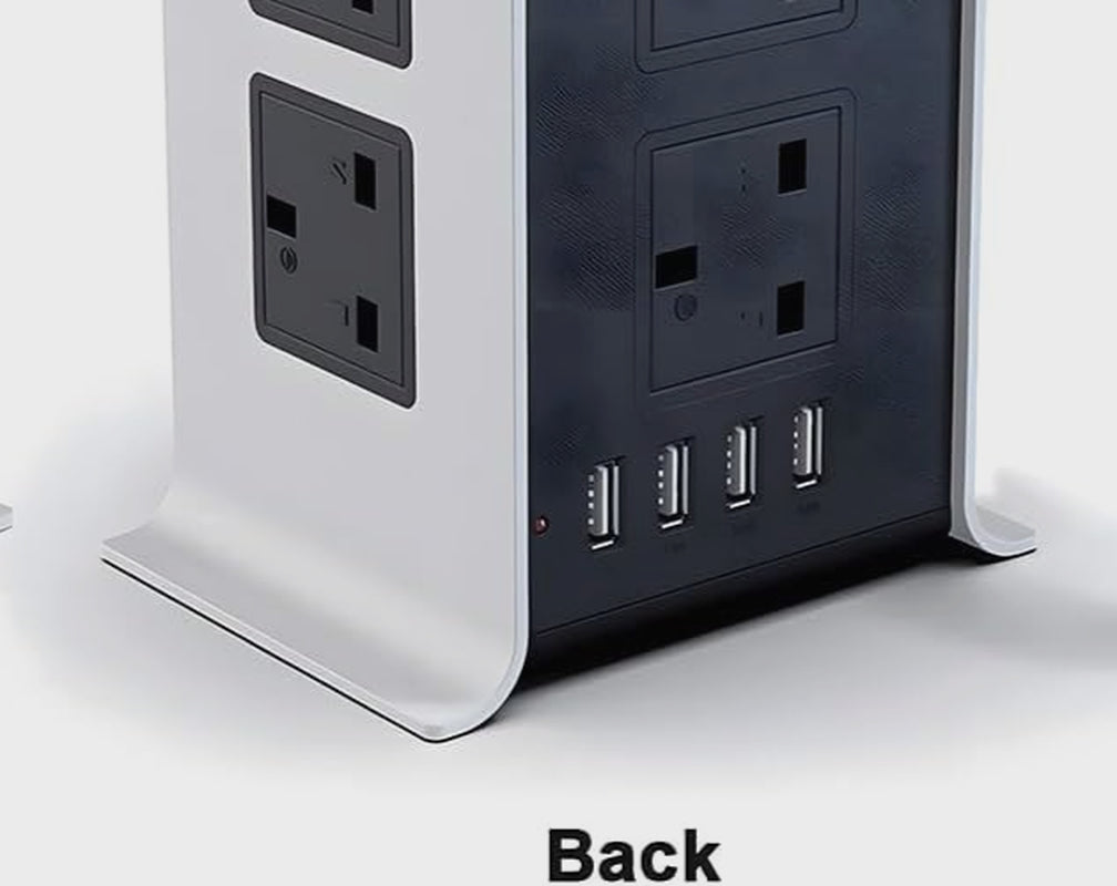 Tower Extension Lead 8 Socket +4 USB with Indicator & Surge Protection 5Mt Wire