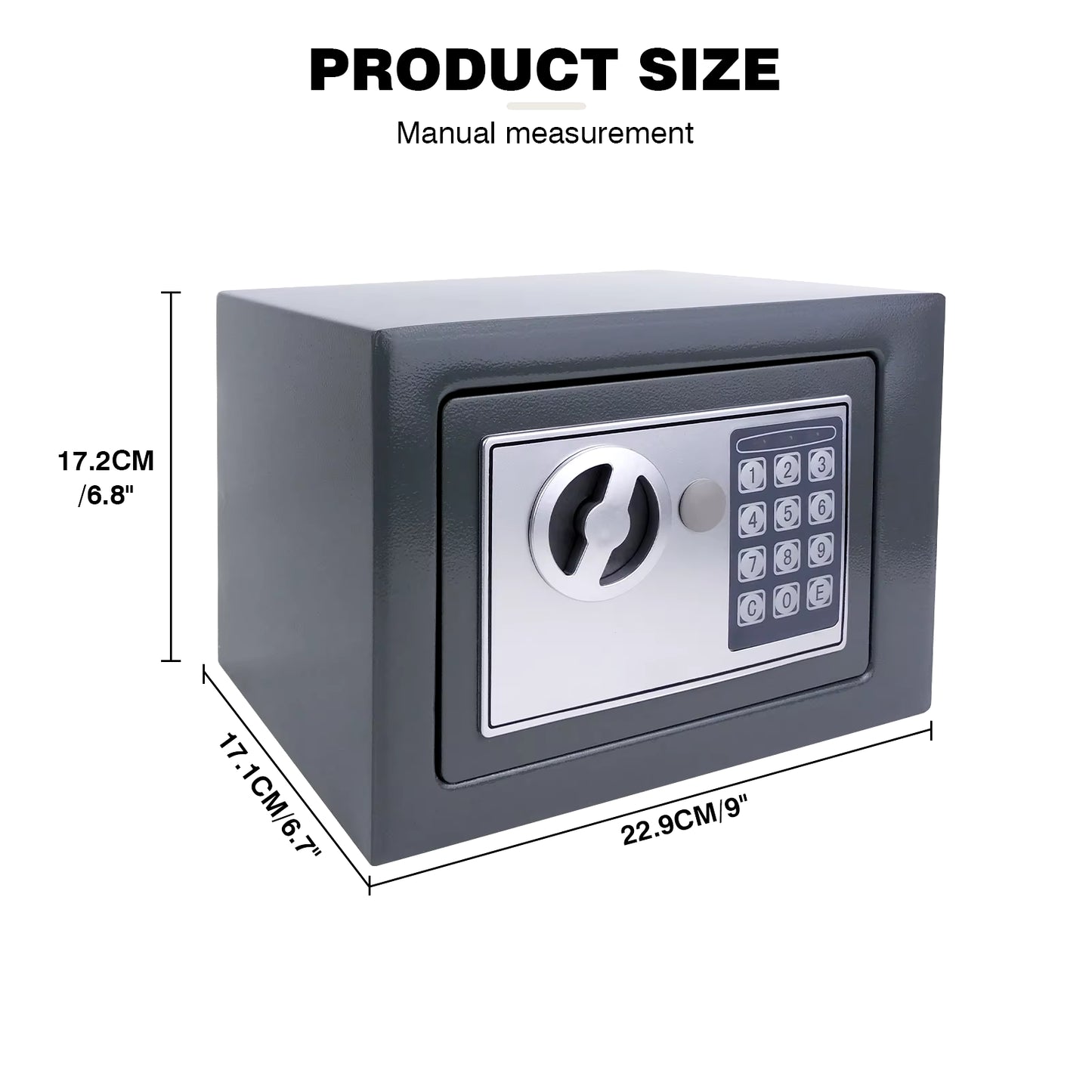 Digital Steel Electronic Security Commercial Digital Safe Security Box, Wall Mounted with 2 Keys for Home Office Safe Box,4.6L