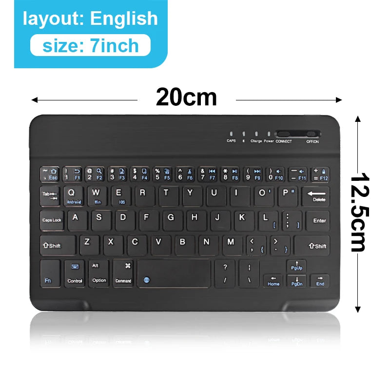 Bluetooth Wireless Keyboard 10 Inch Rechargeable Keyboard Russian English Keycaps for Ipad Tablet Laptop Adapter PC Accessories