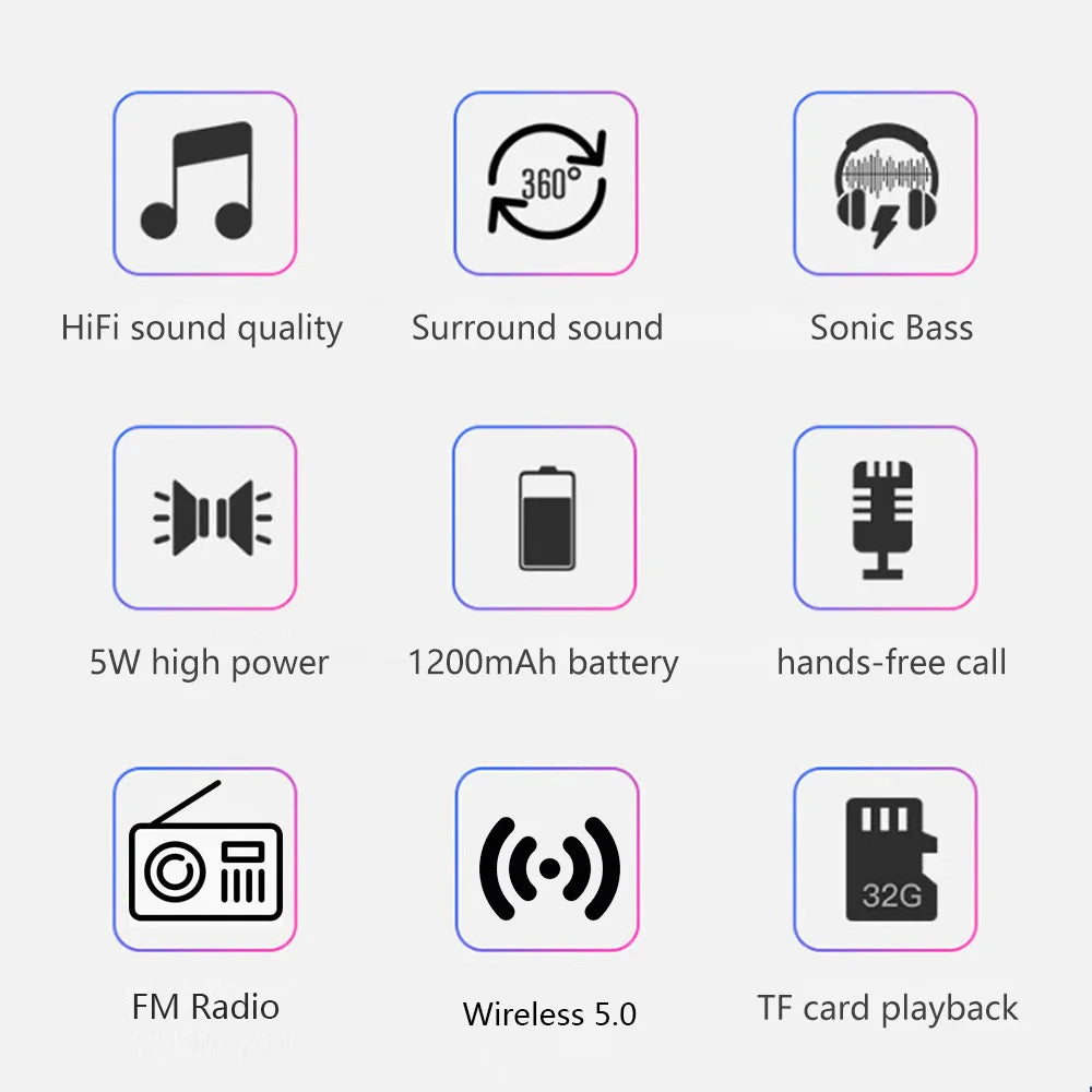 Mini Portable Wireless Speaker Bluetooth-Compatible Bass Subwoofer Column Support TF Card USB Speakers FM Receiver/Radio with FM