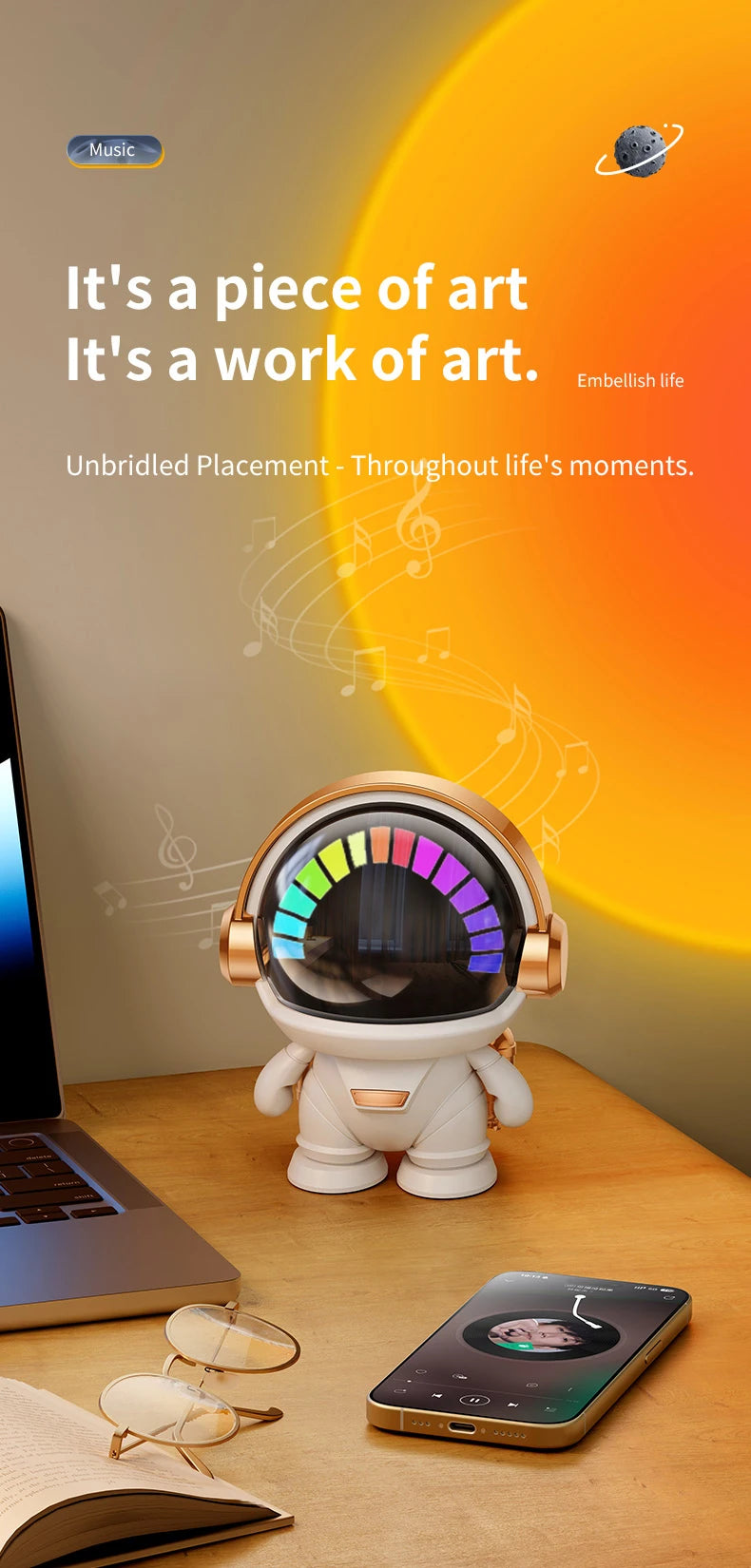 New Wireless Bluetooth Astronaut Astronaut Speaker TWS Couplet Cute Desktop Space Robot Subwoofer Bluetooth Speaker Outdoor Gift