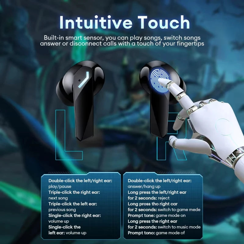 New XT53 Wireless Upgrade Bluetooth 5.4 Earphones LED Digital Display Waterproof Headphones Low Latency Gaming Earbuds