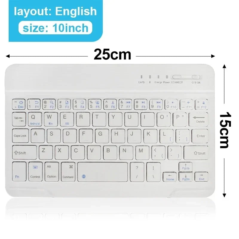 Bluetooth Wireless Keyboard 10 Inch Rechargeable Keyboard Russian English Keycaps for Ipad Tablet Laptop Adapter PC Accessories