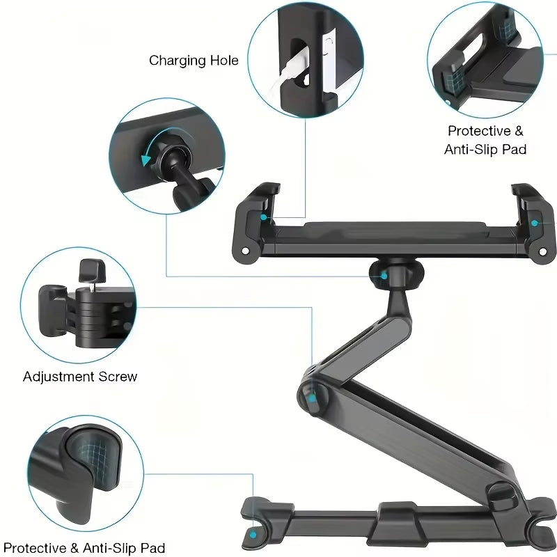 Car Tablet Holder Headrest Tablet Mount Headrest Stand Cradle Compatible with Devices for Cell Phones and Tablets