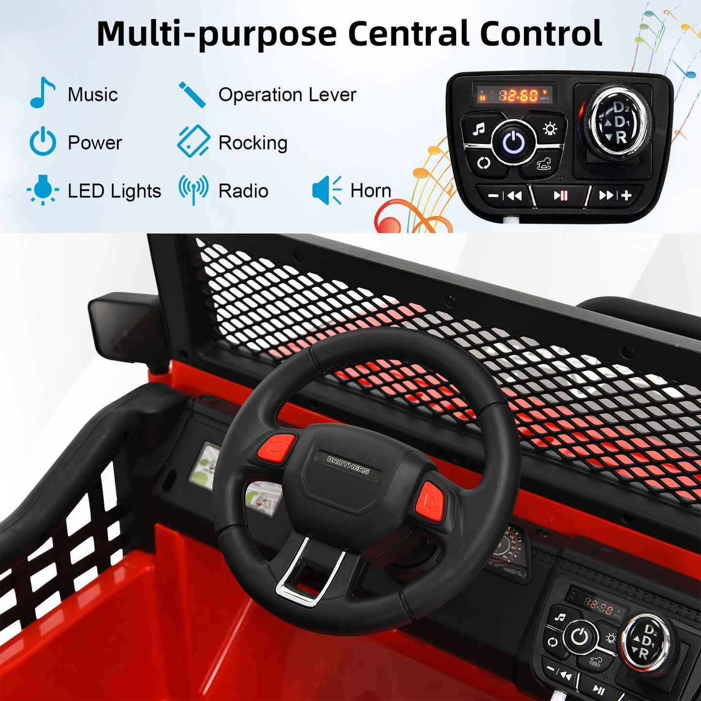 2-Seat Kids Ride on Truck with Parent Remote Control