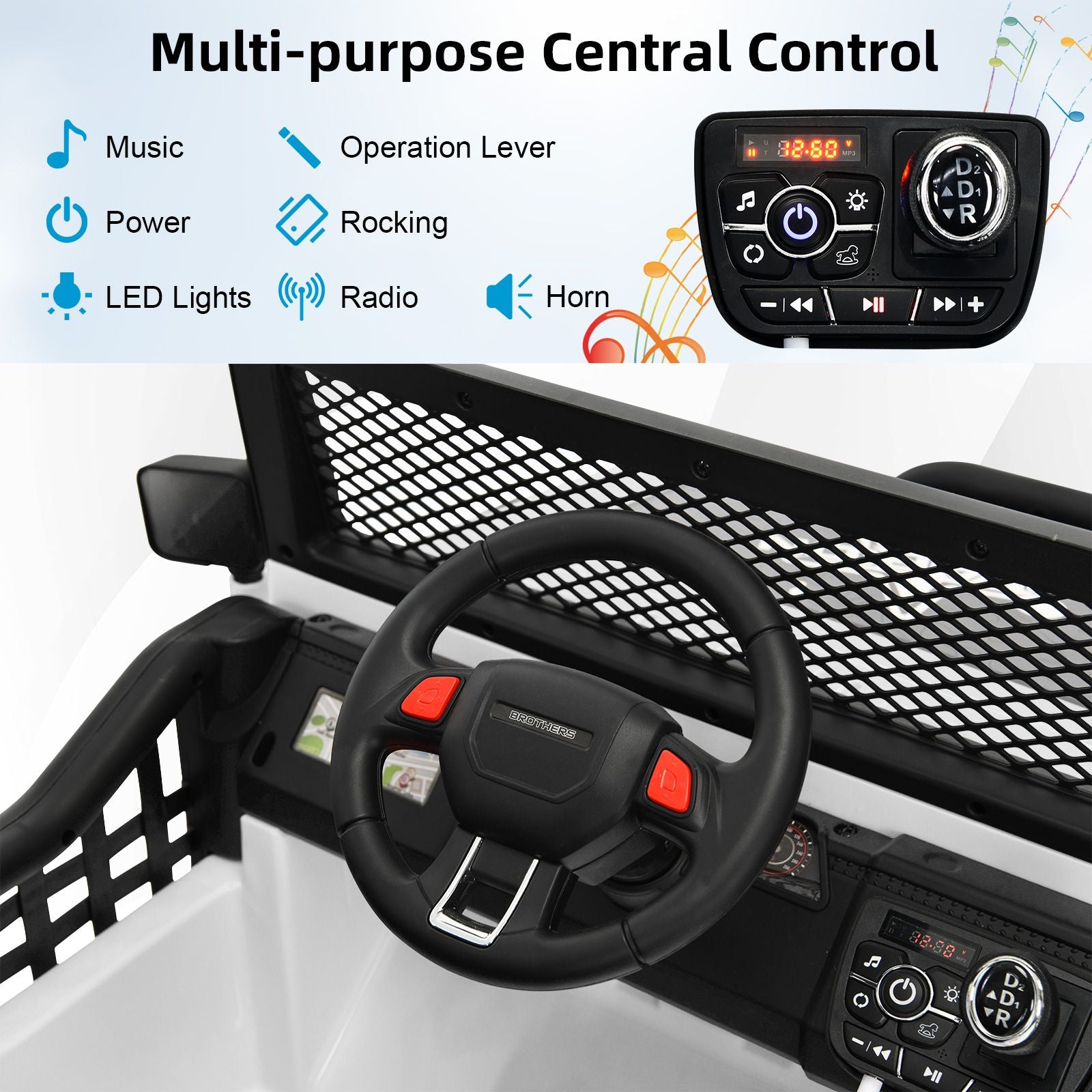 2-Seat Kids Ride on Truck with Parent Remote Control