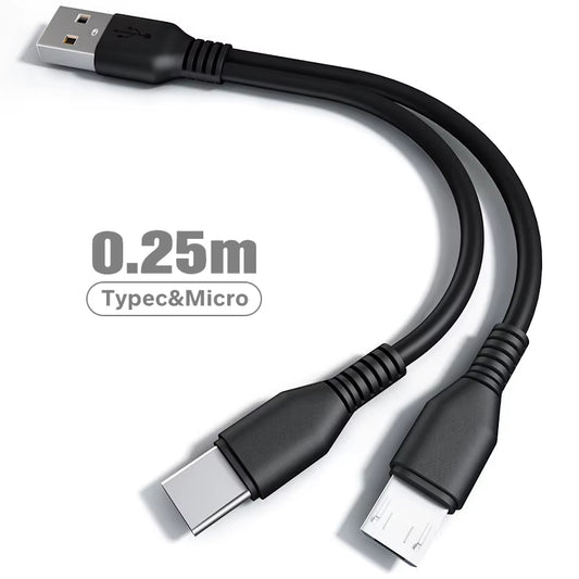 2 in 1 USB Cable Micro USB Type C Cable Charging for Phone 1.2M Android Mobile Quick Charger Cord Fast Charge Type-C Wire