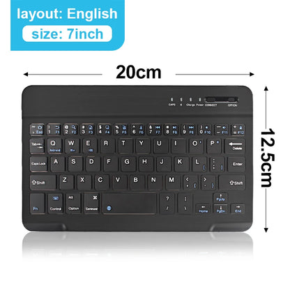 Bluetooth Wireless Keyboard 10 Inch Rechargeable Keyboard Russian English Keycaps for Ipad Tablet Laptop Adapter PC Accessories