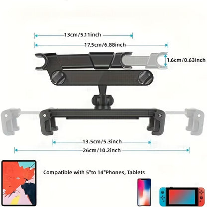 Car Tablet Holder Headrest Tablet Mount Headrest Stand Cradle Compatible with Devices for Cell Phones and Tablets