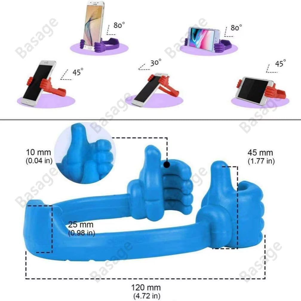 Thumbs-Up Cell Phone Holder, Adjustable Plastic Phone Stand, Multi Colors Portable Desktop Stand for Iphone Xiaomi Samsung