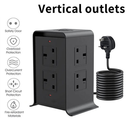 Tower Extension Lead 8 Socket +4 USB with Indicator & Surge Protection 5Mt Wire