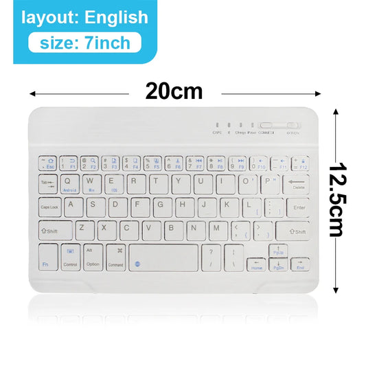 Bluetooth Wireless Keyboard 10 Inch Rechargeable Keyboard Russian English Keycaps for Ipad Tablet Laptop Adapter PC Accessories