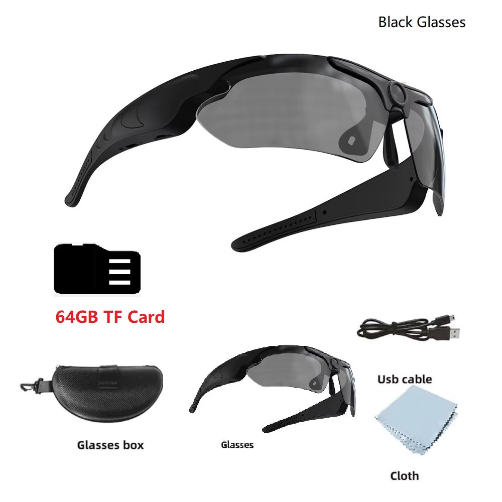 HD 1080P Smart Video Camera Outdoor Cycling Glasses Polarized Lens Smart Camcorder Security Protection Record Wearable Camera
