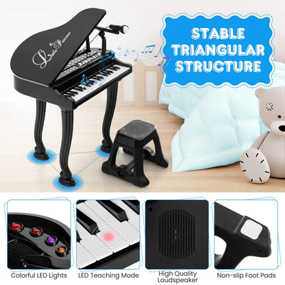 37-Key Kids Piano Keyboards with Microphone and Teaching Mode